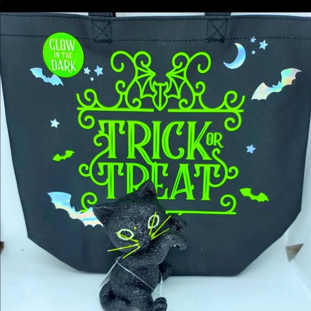 Halloween Bundle Cat Candle Topper & Glow Tote 🐈‍⬛ 👻
